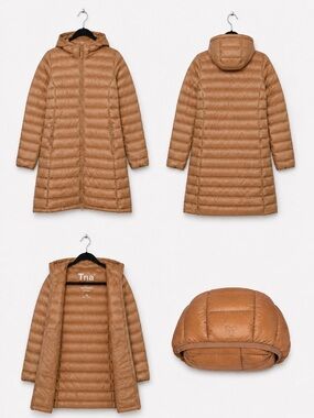 TNA Botanie Long Packable Puffer Jacket *RARE Discontinued* - Caramel Gold Camel